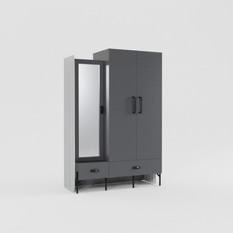 Kleiderschrank Grau Garderobe SchrÃ¤nke Schlafzimmer Holz MÃ¶bel Einrichtung 134cm