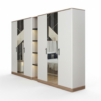 Kleiderschrank GroÃer Schrank Verspiegelte AuÃentÃ¼ren WeiÃ Schlafzimmer