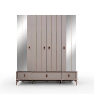 Kleiderschrank Kinderschrank Holzschrank Schrank Holz Beige Spiegel