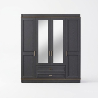 Kleiderschrank Kinderschrank Schrank Holz Spiegel Grau Holzschrank