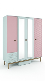 Kleiderschrank Kinderzimmer SchrÃ¤nke Mehrzweck Holz 4 tÃ¼riger Rosa Schrank