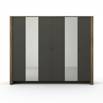 Kleiderschrank Schlafzimmer Spiegelschrank Schrank 6 tÃ¼rige SchrÃ¤nke MÃ¶bel 259cm