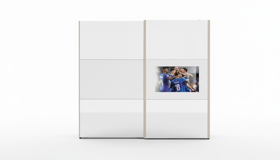 Kleiderschrank SchrÃ¤nke Kleider Schrank Luxus Holz SchwebetÃ¼ren tv mit Fernseher