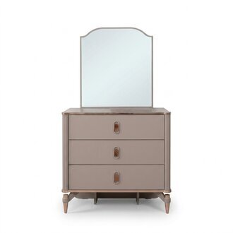 Kommode Garnitur mit Spiegel Holz Kinderzimmer Beige Konsole Set