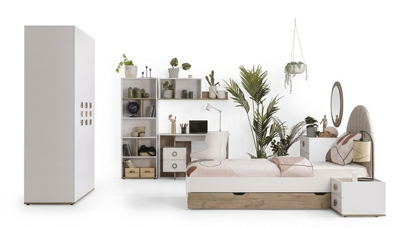 Komplete Kinderbett KindermÃ¶bel Kinderzimmer Bett Holz WeiÃ Set 8tlg