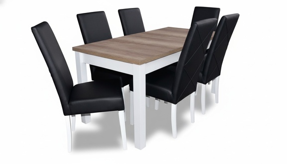 Komplett Esstisch 6 StÃ¼hle Esszimmer Set Ess Gruppe Holz Leder Tisch Tische 7tlg