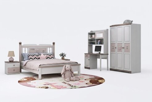 Komplett Jugendzimmer Kinderzimmer Set Bett Kommode Kleiderschrank WeiÃ 5tlg Neu
