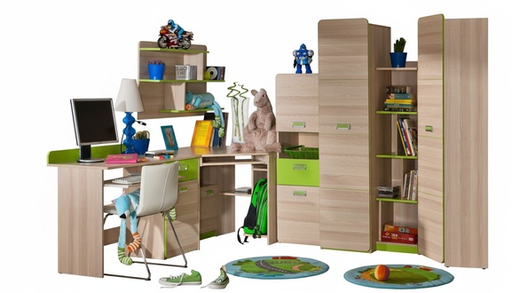 Komplett Jugendzimmer Kinderzimmer Set Deko Bett Kleiderschrank Kommode
