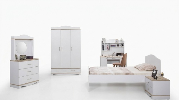 Komplett Jugendzimmer Kinderzimmer Set Bett Kleiderschrank Kommode 5tlg MÃ¶bel