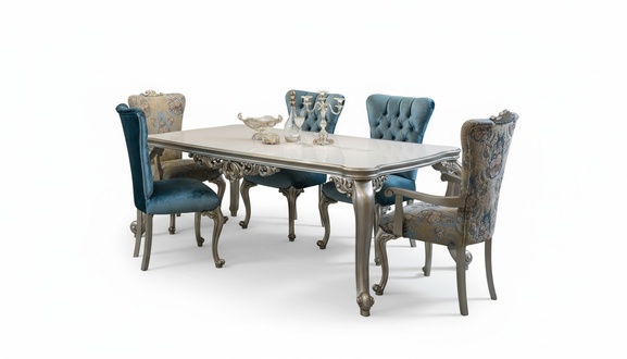 Komplett Set Esstisch 6 StÃ¼hle Esszimmer Ess Gruppe Holz Set 7tlg. Barock