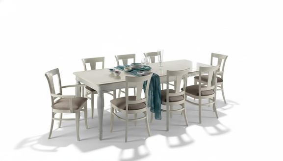 Komplett Set Esstisch 8x StÃ¼hle Luxus Esszimmer Garnitur WeiÃ Italien
