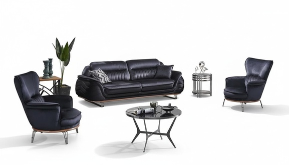 Komplett Sofas 3+1+1 Sitzer Wohnzimmer Schwarz LuxuriÃ¶se Sofagarnitur