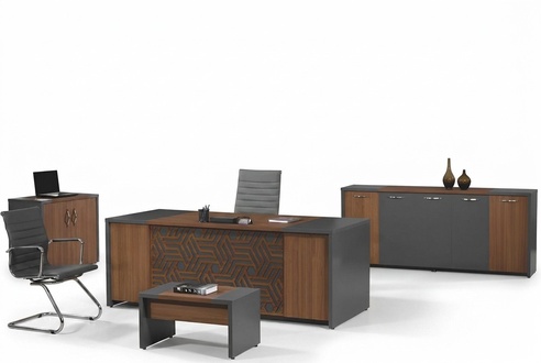 KomplettbÃ¼ro BÃ¼rotisch BÃ¼romÃ¶bel Schreibtisch Set 4tlg Holz Braun BÃ¼ro