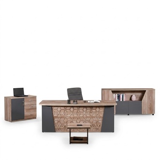 KomplettbÃ¼ro BÃ¼rotisch BÃ¼romÃ¶bel Schreibtisch Set 4tlg Holz Braun BÃ¼ro