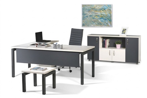 KomplettbÃ¼ro EckbÃ¼rotisch BÃ¼romÃ¶bel 3tlg Holz Set Grau ComputermÃ¶bel
