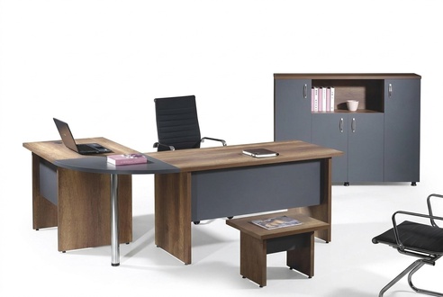 KomplettbÃ¼ro EckbÃ¼rotisch BÃ¼romÃ¶bel 3tlg Holz Set Grau ComputermÃ¶bel
