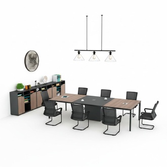 KomplettbÃ¼ro Konferenztisch SchrÃ¤nke BÃ¼rotisch Schwarz Holz BÃ¼ro 4tlg