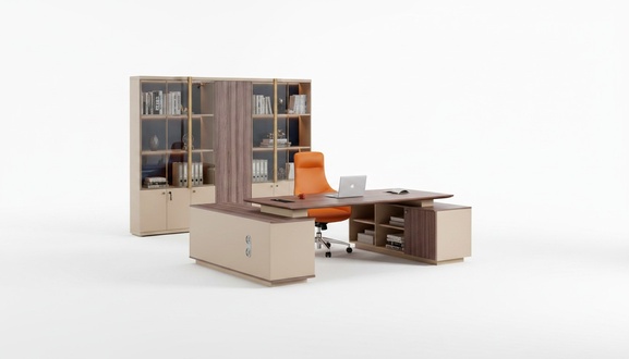 Komplette BÃ¼rotisch Schrank BÃ¼romÃ¶bel Holz Beige Ecke Schreibtisch Set