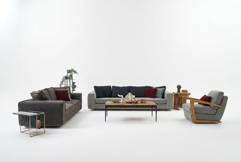 Komplette Couchgarnitur Sofa Stoffsofa Polstersofas Grau Set 4tlg Neu