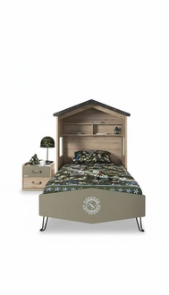 Komplette KindermÃ¶bel Kinderbett Bett Holz GrÃ¼n Set 2tlg Nachttisch