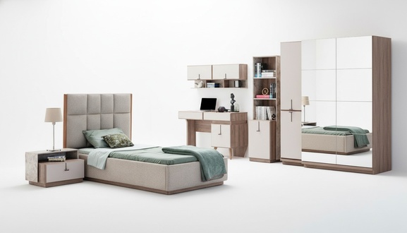 Komplette Kinderzimmer Garnitur Luxus Bett 1x Nachttische BÃ¼cherregal