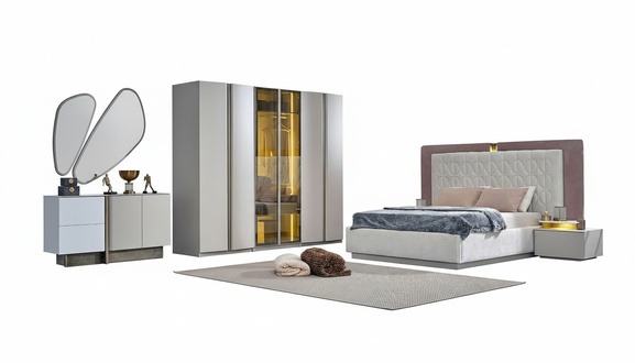 Komplette SchlafzimmermÃ¶bel Doppelbett Bett WeiÃ Luxus Set 7tlg Holz