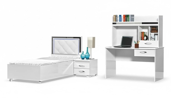 Komplette SchlafzimmermÃ¶bel Kinderzimmer Bett Schreibtisch WeiÃ Jugendzimmer