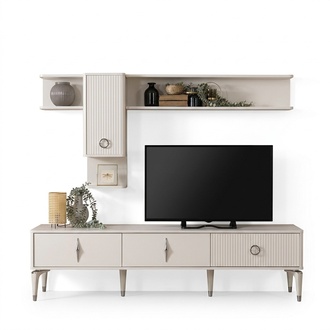 Komplette TV StÃ¤nder Schrank RTV Lowboard Wohnzimmer Regale WeiÃ Holz