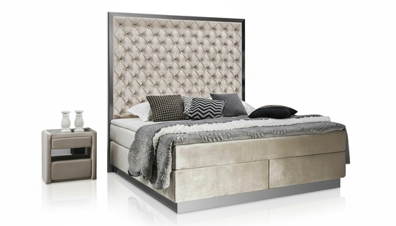 Komplettes Bett Boxspring Betten Luxus Design Schlafzimmer MÃ¶bel Edelstahl Neu