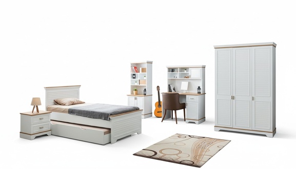 Landhaus Schlafzimmer Set WeiÃ Bett Nachttisch Elegante Schrank Tisch