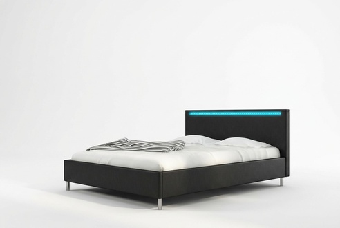 Leder Betten Design Bett Ehe Modernes Hotel Gestell LED Zimmer Luxus