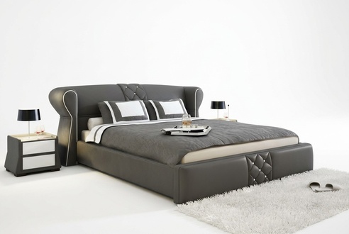 Leder Polster Bett Betten Hotel Klassisches Designer Doppel Ehe