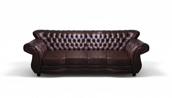 Leder Sofa Couch Viersitzer Braun Wohnzimmer Chesterfield SitzmÃ¶bel