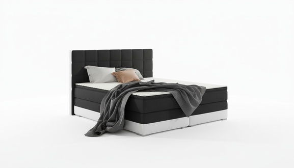 Lederbett Polster Bett Boxspring Betten Bettkasten 180x200cm Matratze