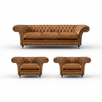 Ledersofa Braun Sofagarnitur 3+1+1 Sitzer Wohnzimmer Design LuxuriÃ¶se MÃ¶bel