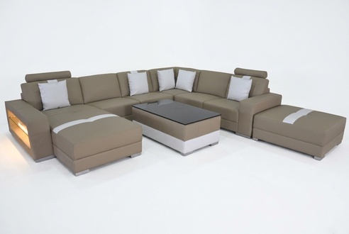 Ledersofa Dekorative Couch Wohnlandschaft Eck Garnitur Design Modern Sofa