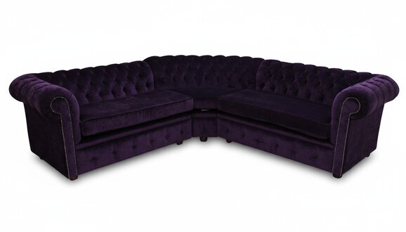 Lila Luxus Chesterfield Eck Couch Sofa Polster Sitz Garnitur Textil Stoff Sofas