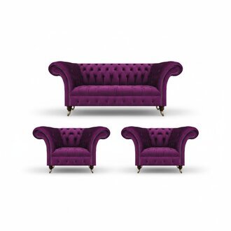 Lila Sofa Set 3tlg Chesterfield Wohnzimmer Luxus Textil MÃ¶bel Polstersofa