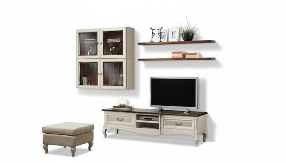 Lowboard rtv WandschrÃ¤nke Wohnzimmer Holz MÃ¶bel Wandregal Set 7 tlg.