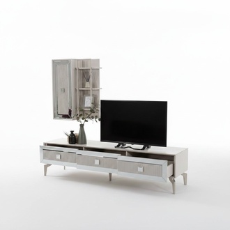 Lowboard Sideboard TV StÃ¤nder Schrank RTV Wohnzimmer WeiÃ Holz Regale
