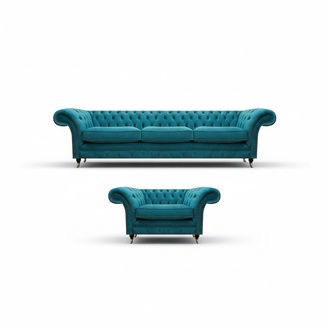 LuxuriÃ¶se Blau Sofagarnitur 3+1 Sitzer Chesterfield Wohnzimmer PolstermÃ¶bel