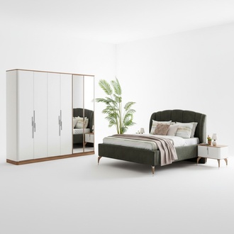 LuxuriÃ¶se Schlafzimmer Set Komplettes Bett 2x Nachttisch Modern 3tlg