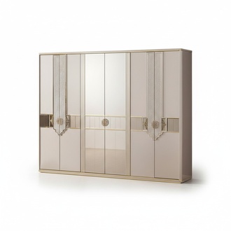 LuxuriÃ¶ser Beiger Garderobenschrank Schlafzimmer Holz Kleiderschrank 260cm