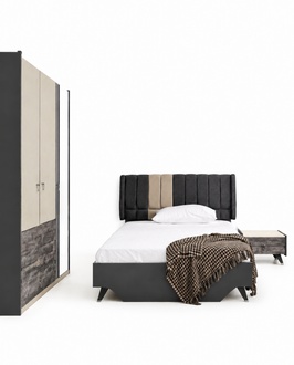 Schlafzimmer Bett Nachttisch Kleiderschrank Modern Luxus Setra Set