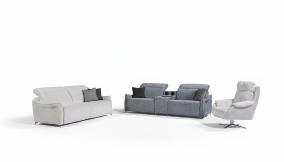LuxuriÃ¶ses Wohnzimmer Set 2x 3 Sitzer Sofas mit Musiksystem und Sessel