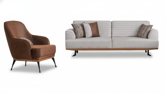 Luxus 2tlg Sofagarnitur Dreisitzer-Sofa und Sessel fÃ¼r das Wohnzimmer