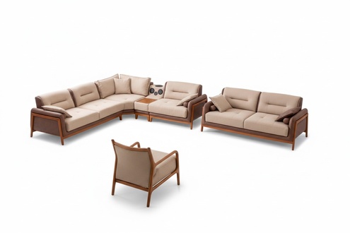 Luxus 3 tlg Wohnzimmer Set Ecksofa L-form 3 Sitzer Relax Sessel MÃ¶bel