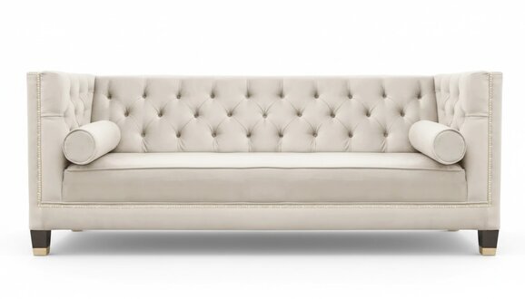 Luxus Beige Chesterfield Samt Dreisitzer Polster MÃ¶bel Hotel Wohnzimmer Praxis