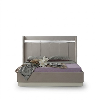 Luxus Bett Modern Beige SchlafzimmermÃ¶bel Holzgestell Design MÃ¶bel