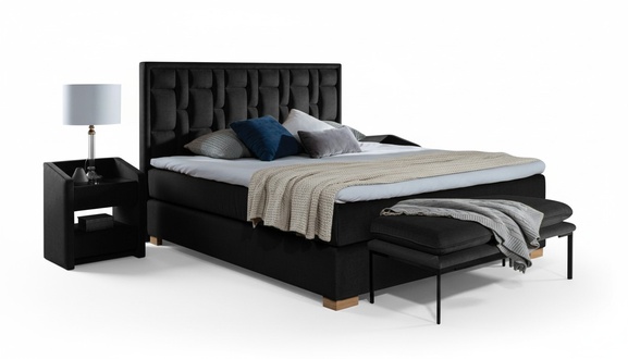 Luxus Boxspring Bett Schwarz Blaue Betten Schlafzimmer MÃ¶bel Design Doppel Hotel